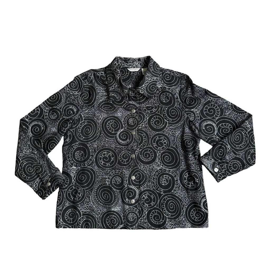Vintage‎ Womens Whimsigoth Embroidered Jacket L Black Boho Artsy Fairy Cotton
